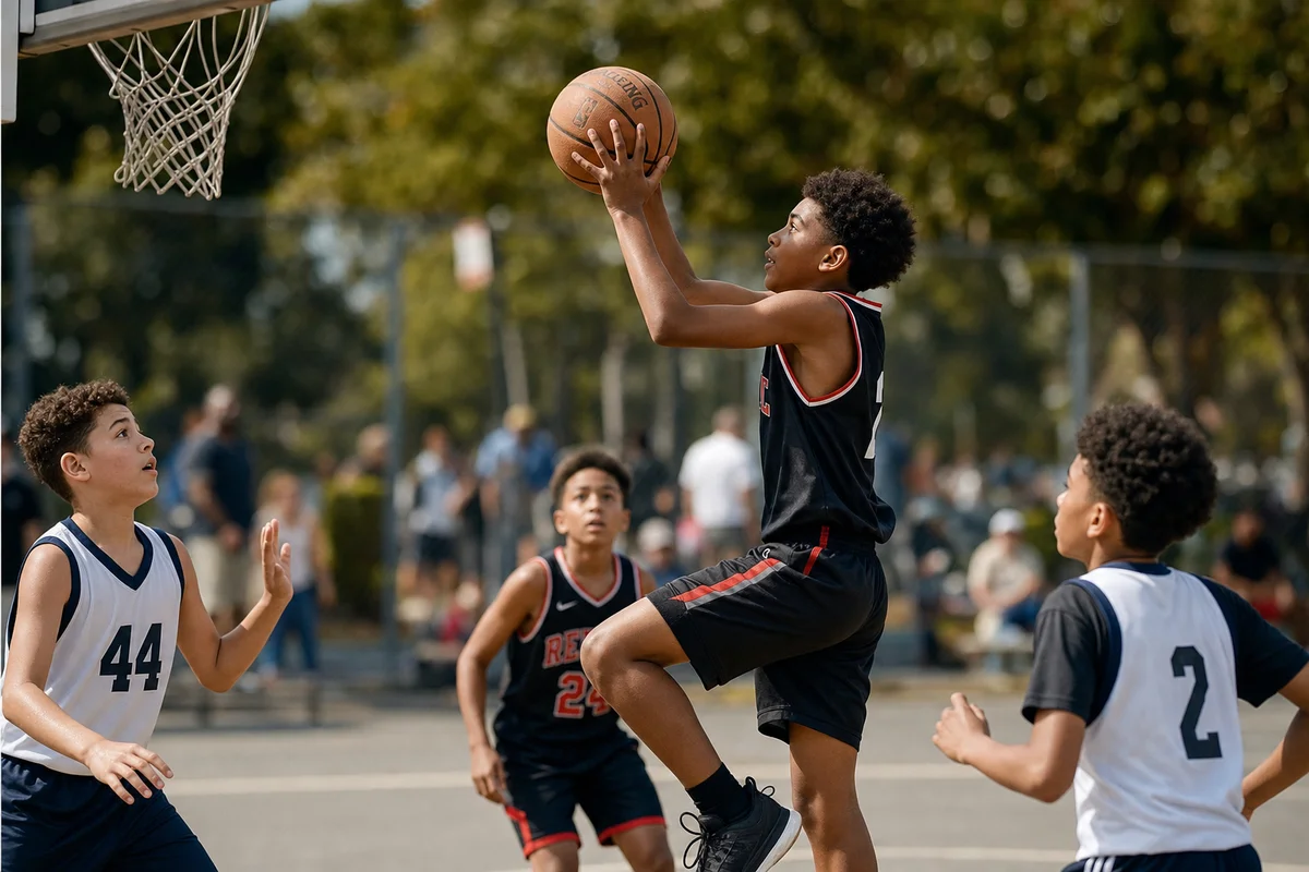 Kids playing basketball